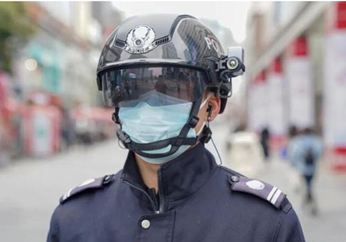 China Black Technology Thermometry Helmet for Coronavirus(COVID-19) checking. It's look like watch Science Fiction